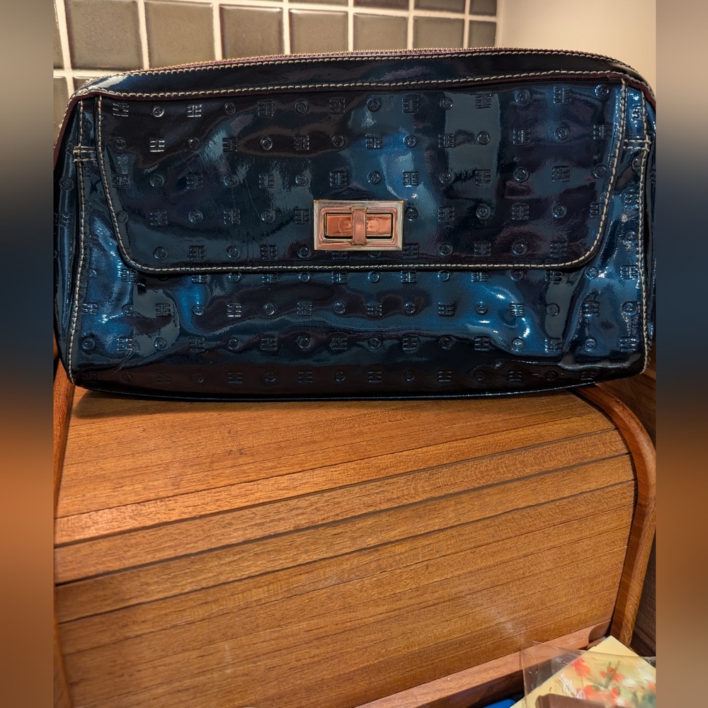 Arcadia Blue Patent Leather Clutch